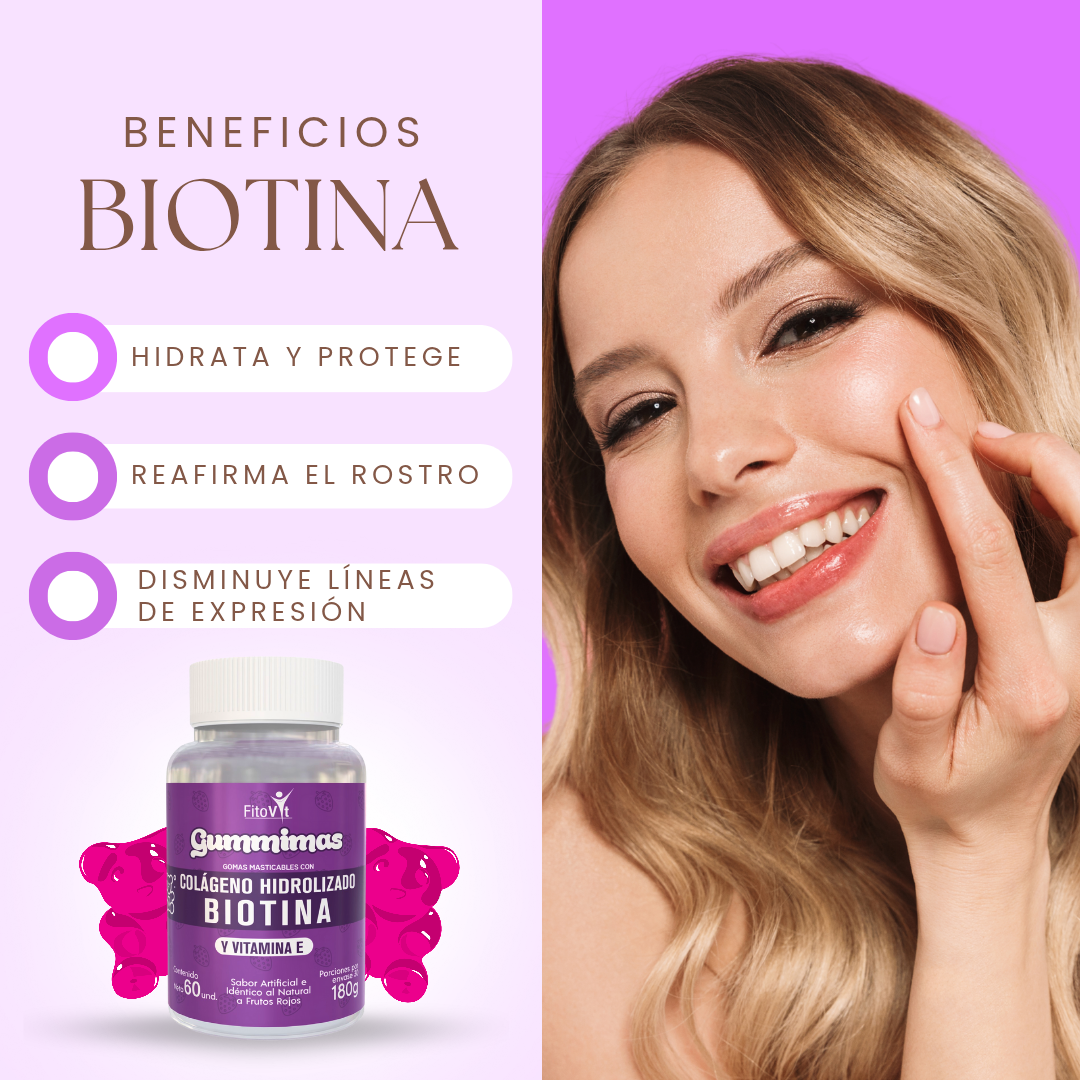 GUMMIMAS - BIOTINA Y COLAGENO - GOMITAS - fortalece cabello, uñas y piel