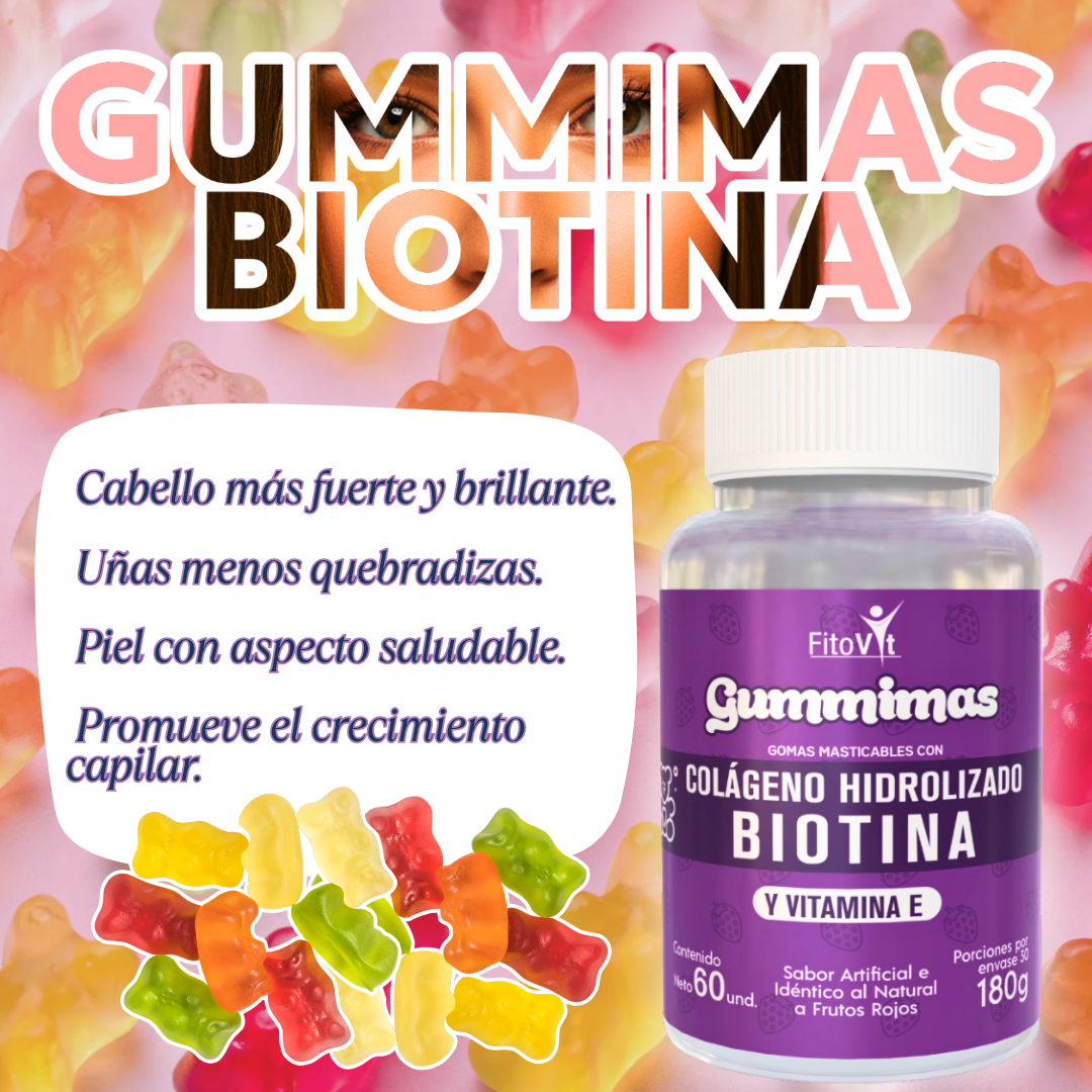 GUMMIMAS - BIOTINA Y COLAGENO - GOMITAS - fortalece cabello, uñas y piel