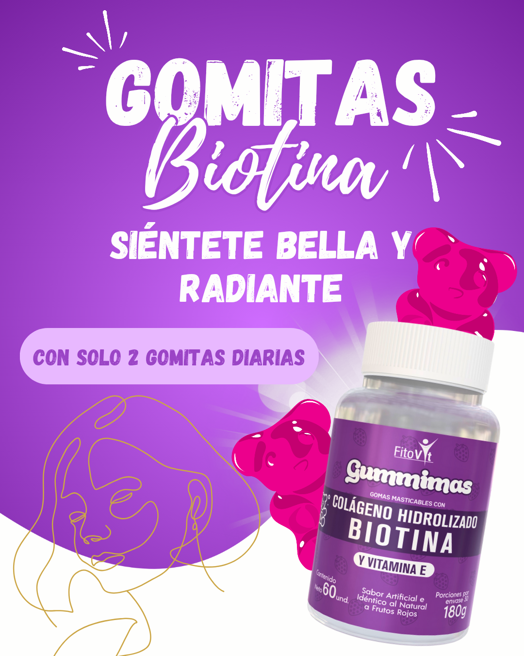 GUMMIMAS - BIOTINA Y COLAGENO - GOMITAS - fortalece cabello, uñas y piel