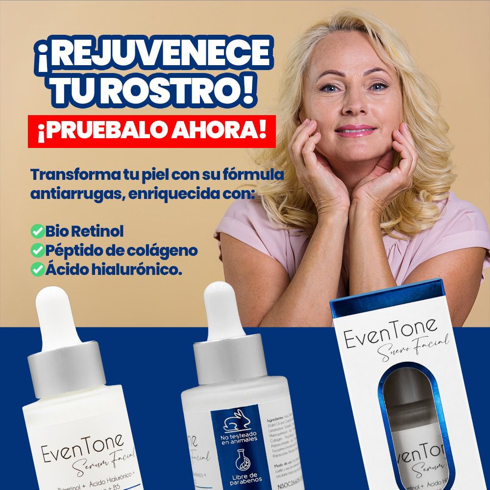EVENTONE - SERUM FACIAL TRIPLE ACCION - RETINOL, ACIDO HIALURONICO Y COLAGENO