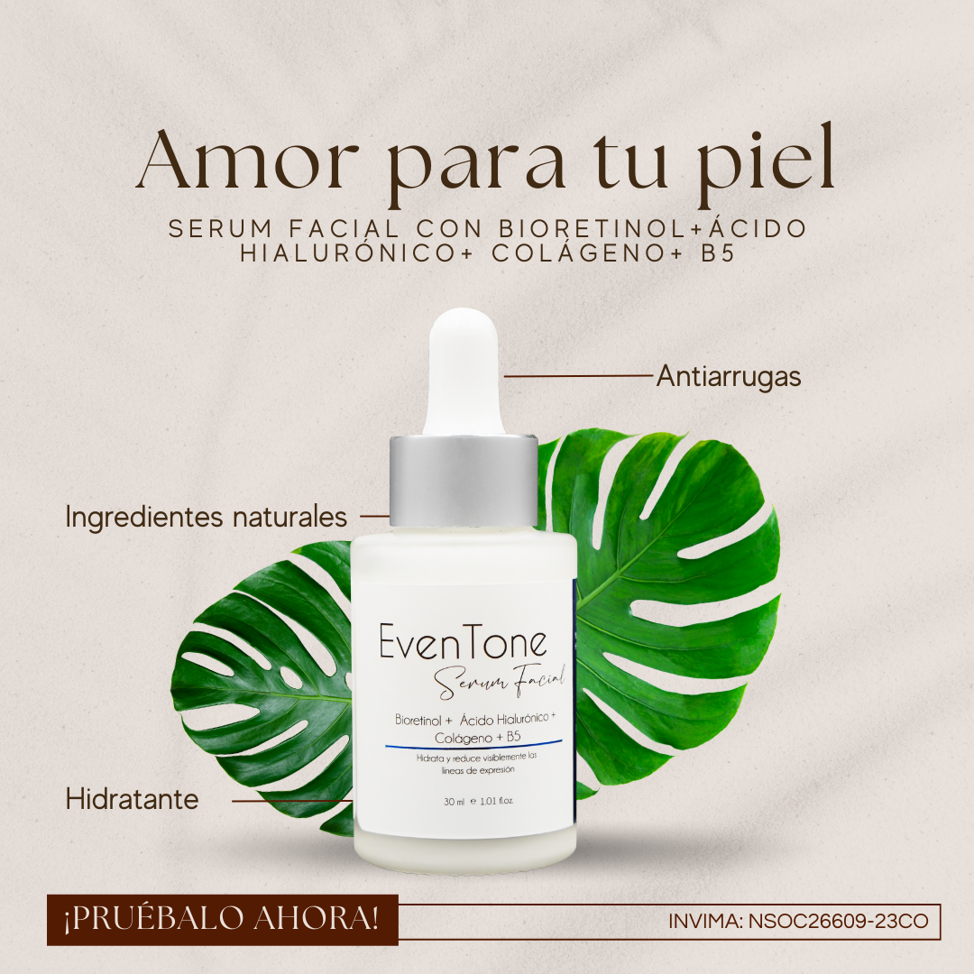 EVENTONE - SERUM FACIAL TRIPLE ACCION - RETINOL, ACIDO HIALURONICO Y COLAGENO
