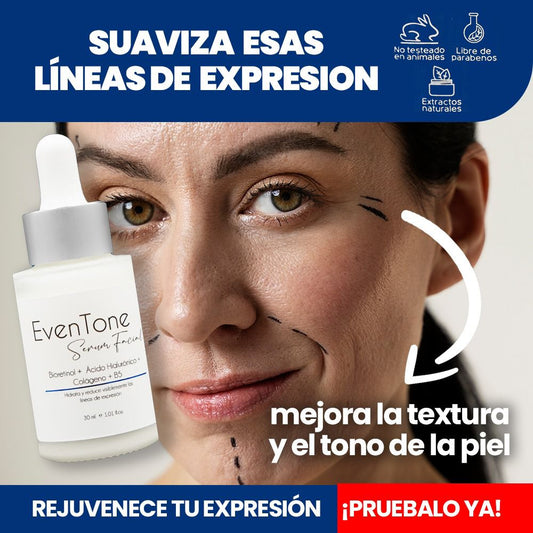EVENTONE - SERUM FACIAL TRIPLE ACCION - RETINOL, ACIDO HIALURONICO Y COLAGENO