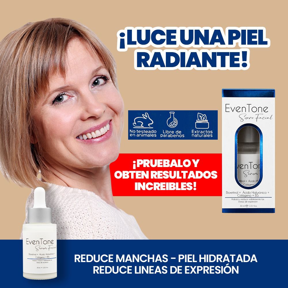 EVENTONE - SERUM FACIAL TRIPLE ACCION - RETINOL, ACIDO HIALURONICO Y COLAGENO