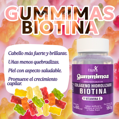 GUMMIMAS - BIOTINA Y COLAGENO - GOMITAS - fortalece cabello, uñas y piel