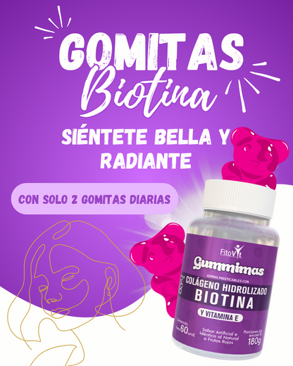 GUMMIMAS - BIOTINA Y COLAGENO - GOMITAS - fortalece cabello, uñas y piel