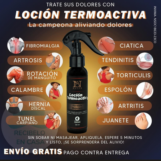 LOCION TERMOACTIVA - Alivia Dolores Musculares Naturalmente